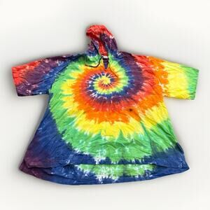Cali Kind Womens Tie Dye Oversized Hoodie Short Sleeve Shirt Size XXL